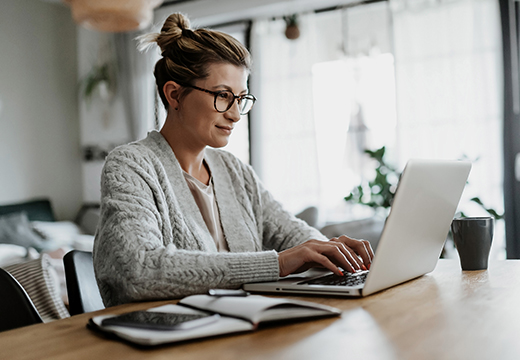 Female working on her computer