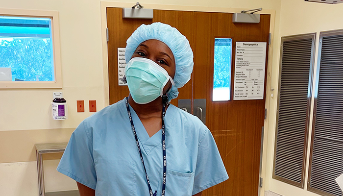 Samari Blair stands in a medical room